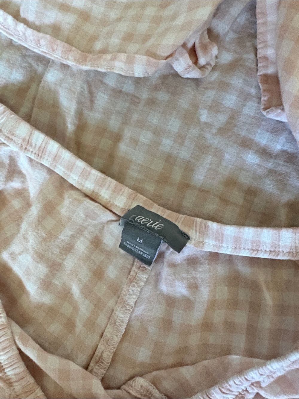 aerie Pink Gingham Pajama Set - Button-Up Top & Drawstring Shorts - Picture 5 of 5